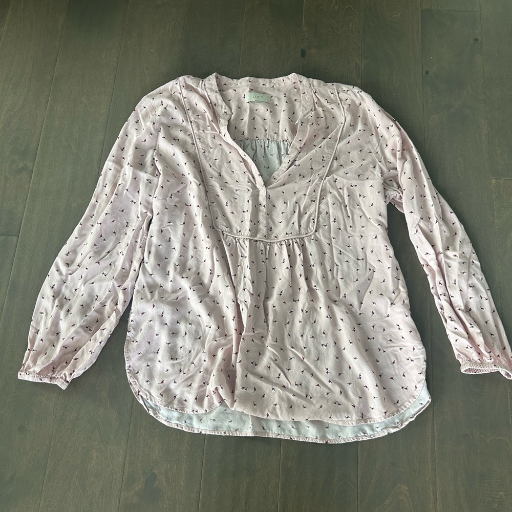 LOFT Light Pink Blouse with Subtle Pattern